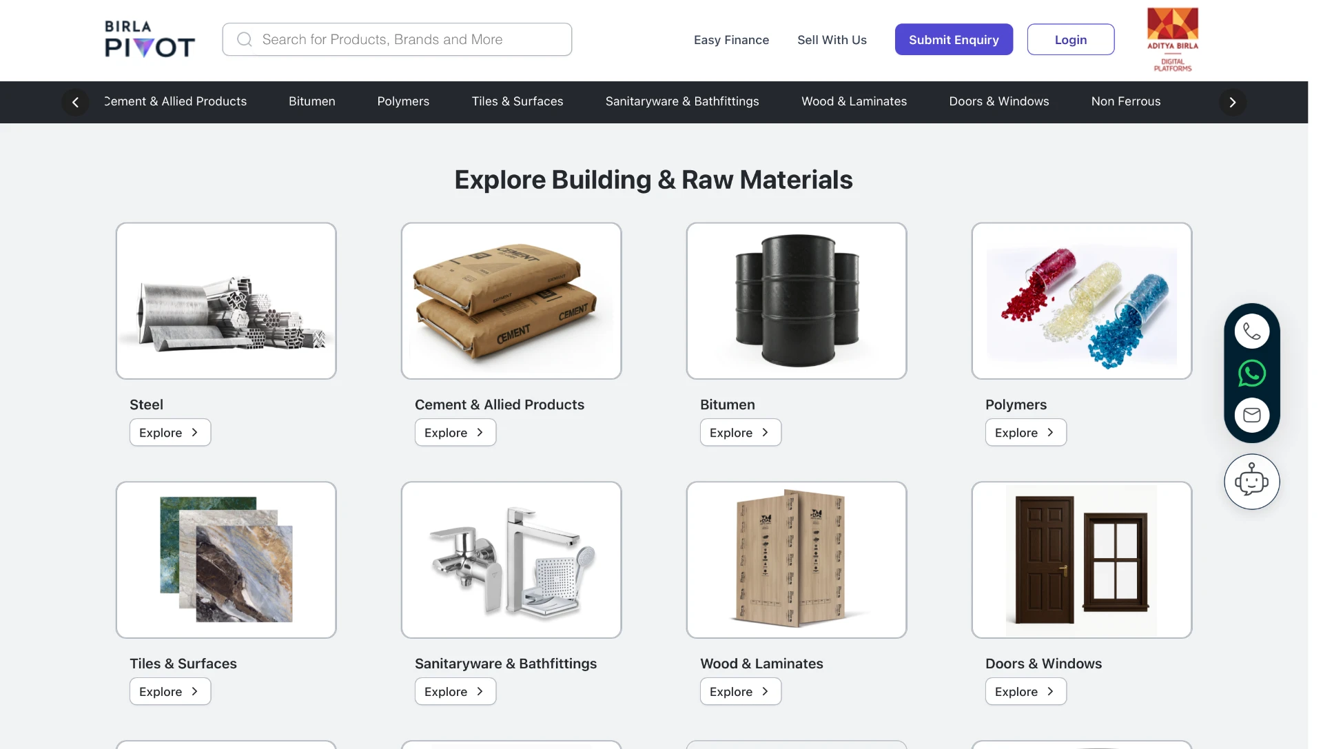 Building and raw materials · category overview