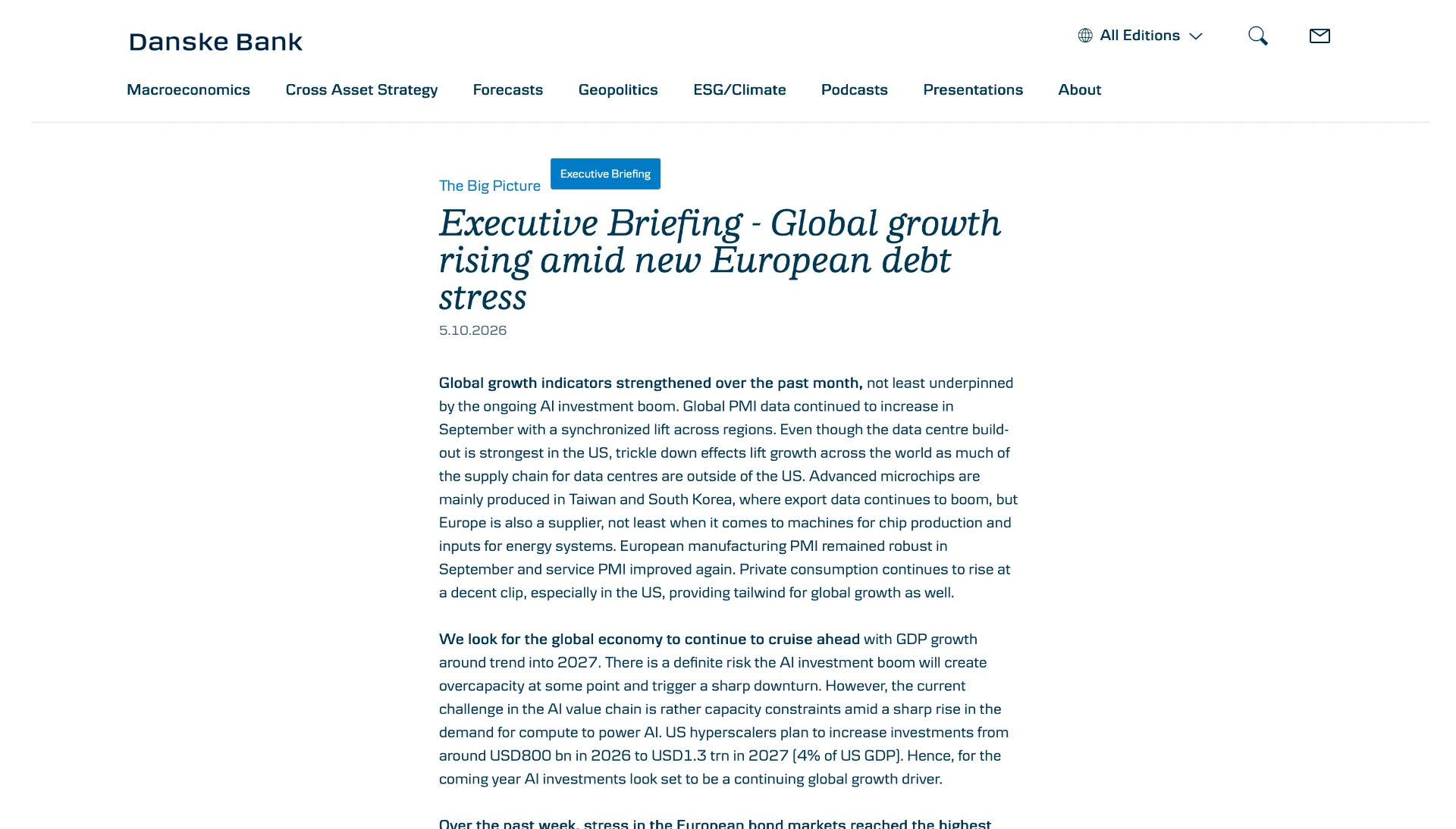 Executive Briefing article with title, publication date and research text