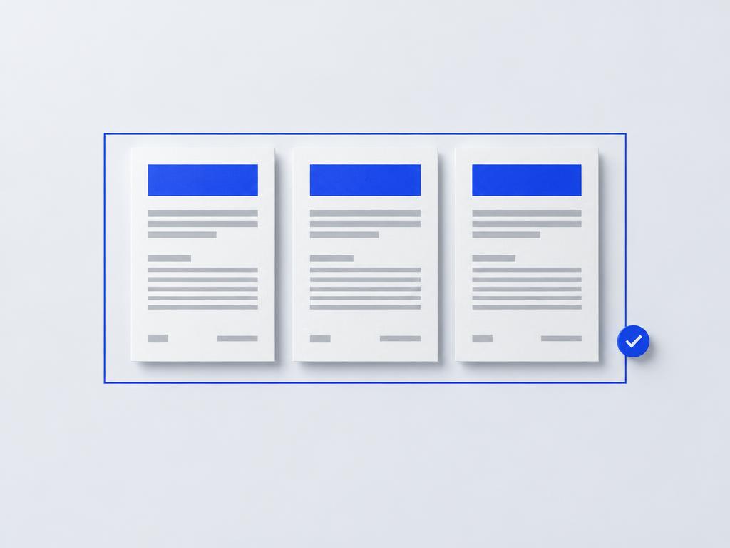Conceptual illustration of aligned publishing templates and a quality check